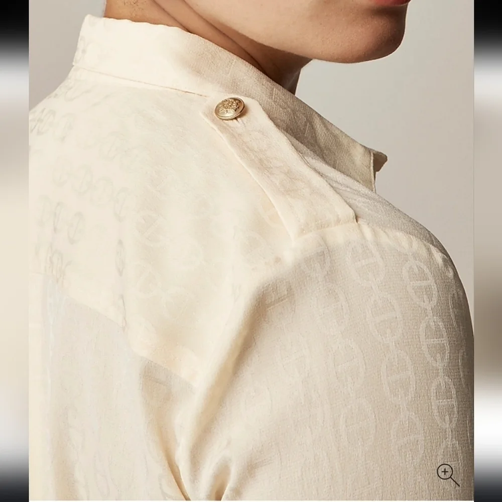 J.Crew Drapey Jacquard Print Button Down Blouse NWOT Size Large